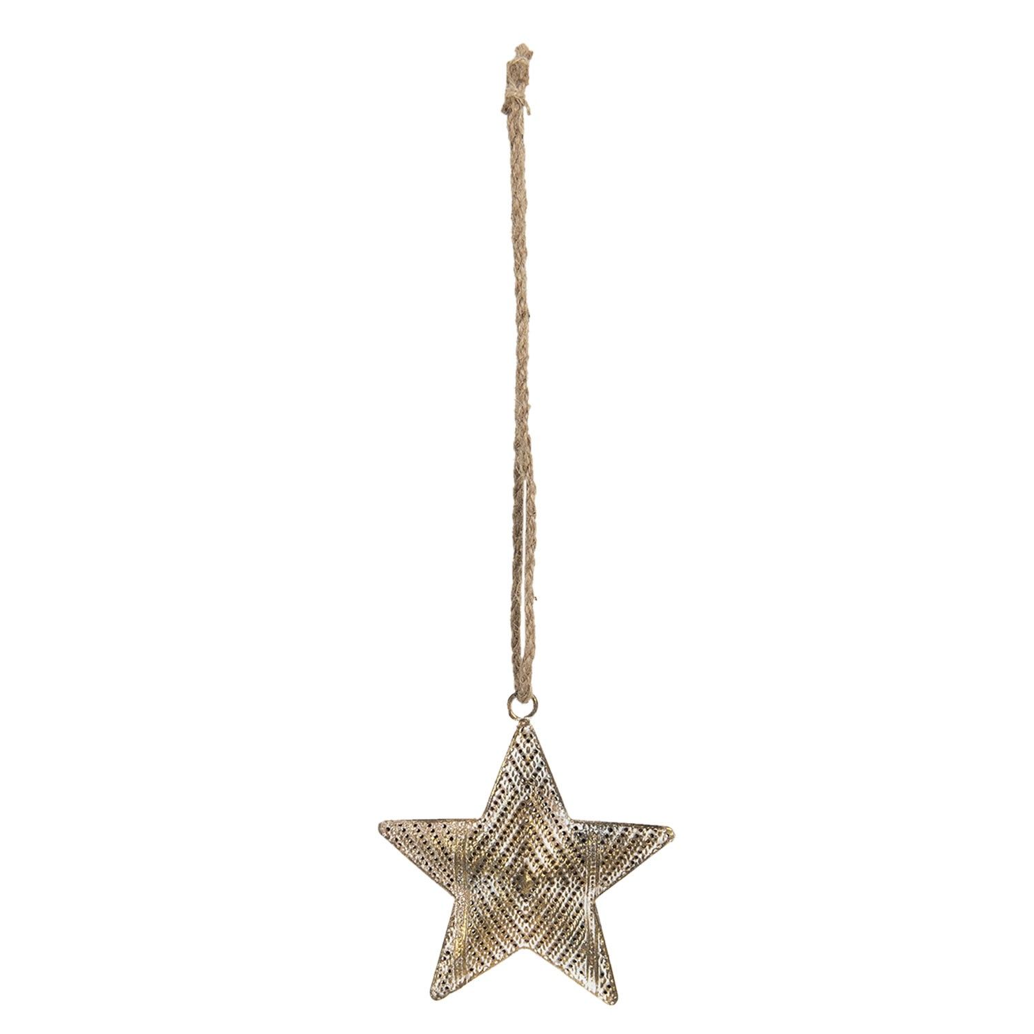 Dekorace závěsná zlatá hvězda s patinou - 14*2*15 cm Clayre & Eef - LaHome - vintage dekorace