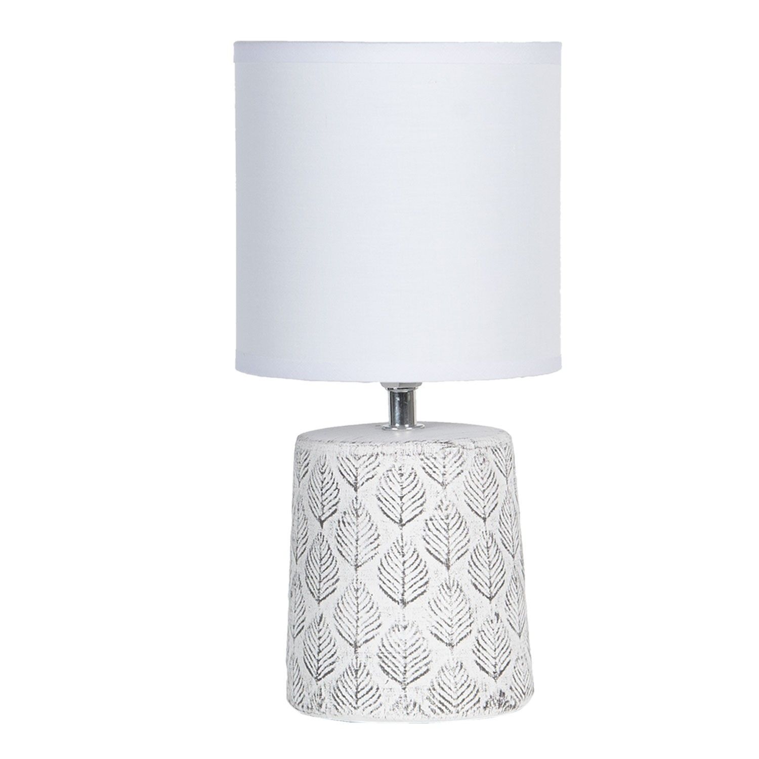 Stolní lampa s listy a bílým stínidlem - Ø  15*31 cm E14/max 1*40W Clayre & Eef - LaHome - vintage dekorace