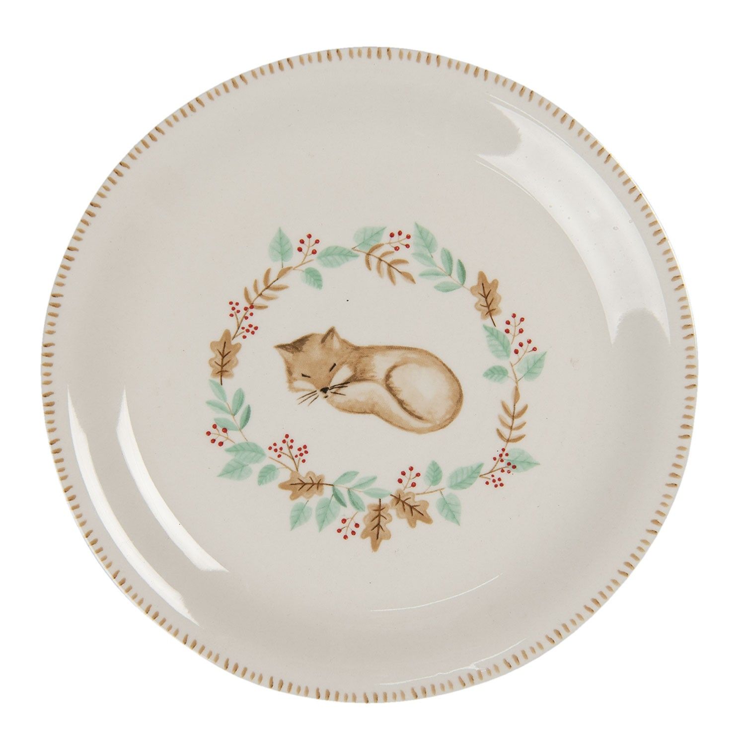Keramický talíř s liškou Fox – Ø 20 cm Clayre & Eef - LaHome - vintage dekorace