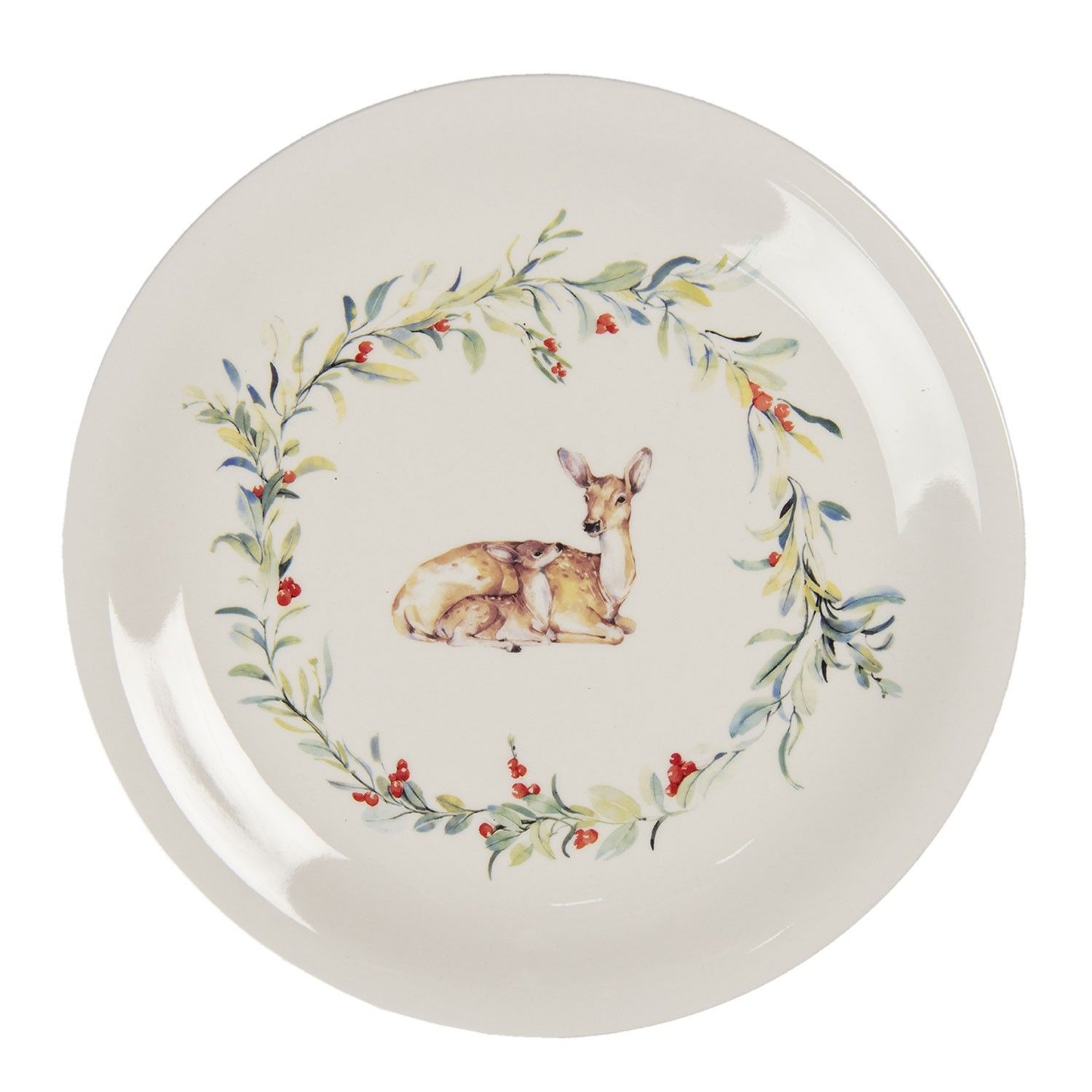 Keramický jídelní talíř Dearly Christmas – Ø 28 cm Clayre & Eef - LaHome - vintage dekorace