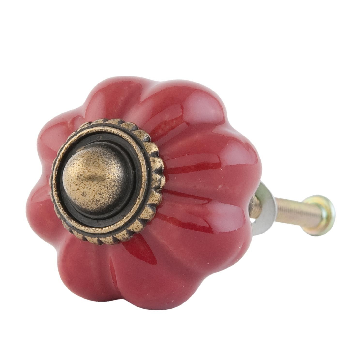 Keramická červená úchytka ve tvaru květiny – Ø 3 cm Clayre & Eef - LaHome - vintage dekorace
