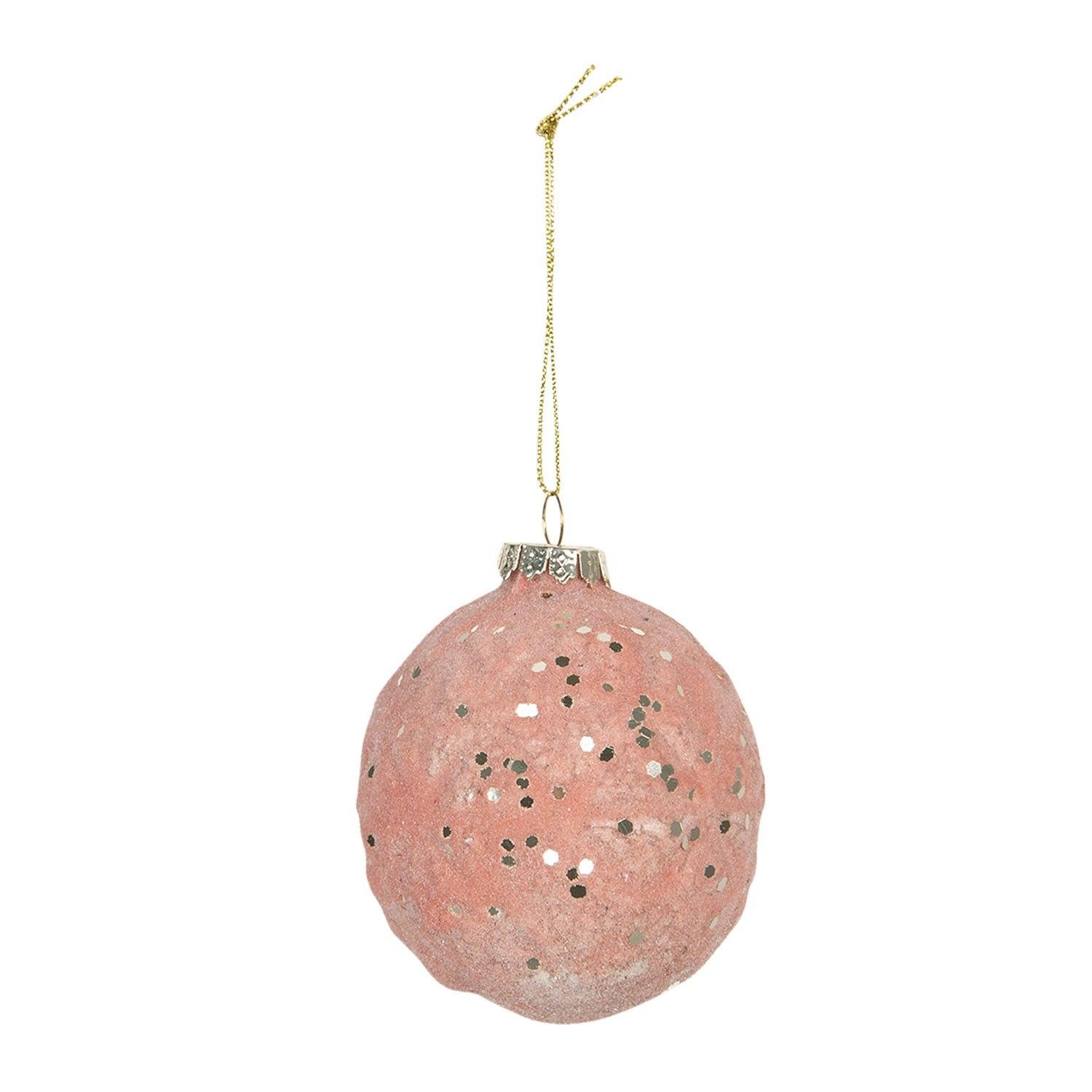 Vánoční skleňená růžová ozdoba (sada 4ks) - Ø  8 cm Clayre & Eef - LaHome - vintage dekorace