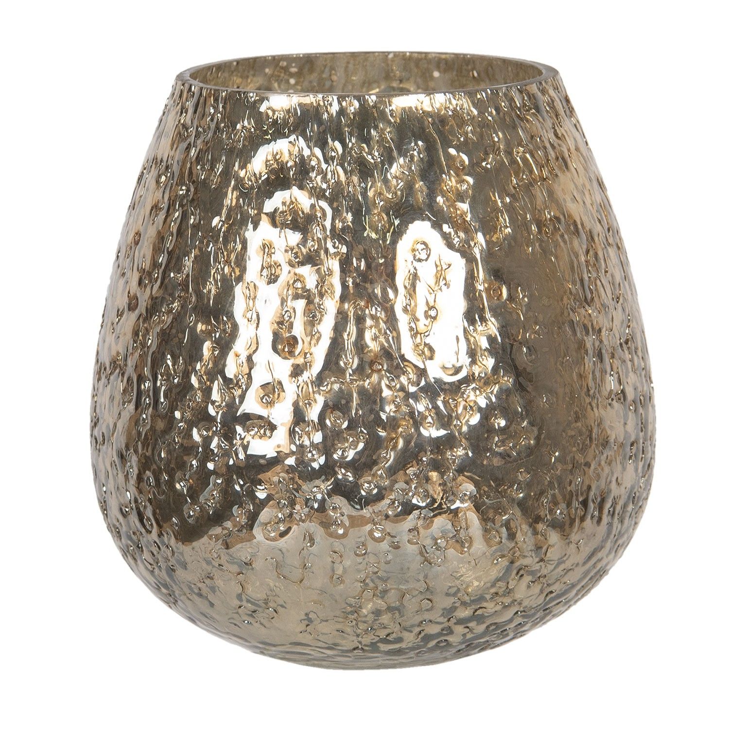Zlatý skleněný svícen na čajovou svíčku - Ø 14*14 cm Clayre & Eef - LaHome - vintage dekorace