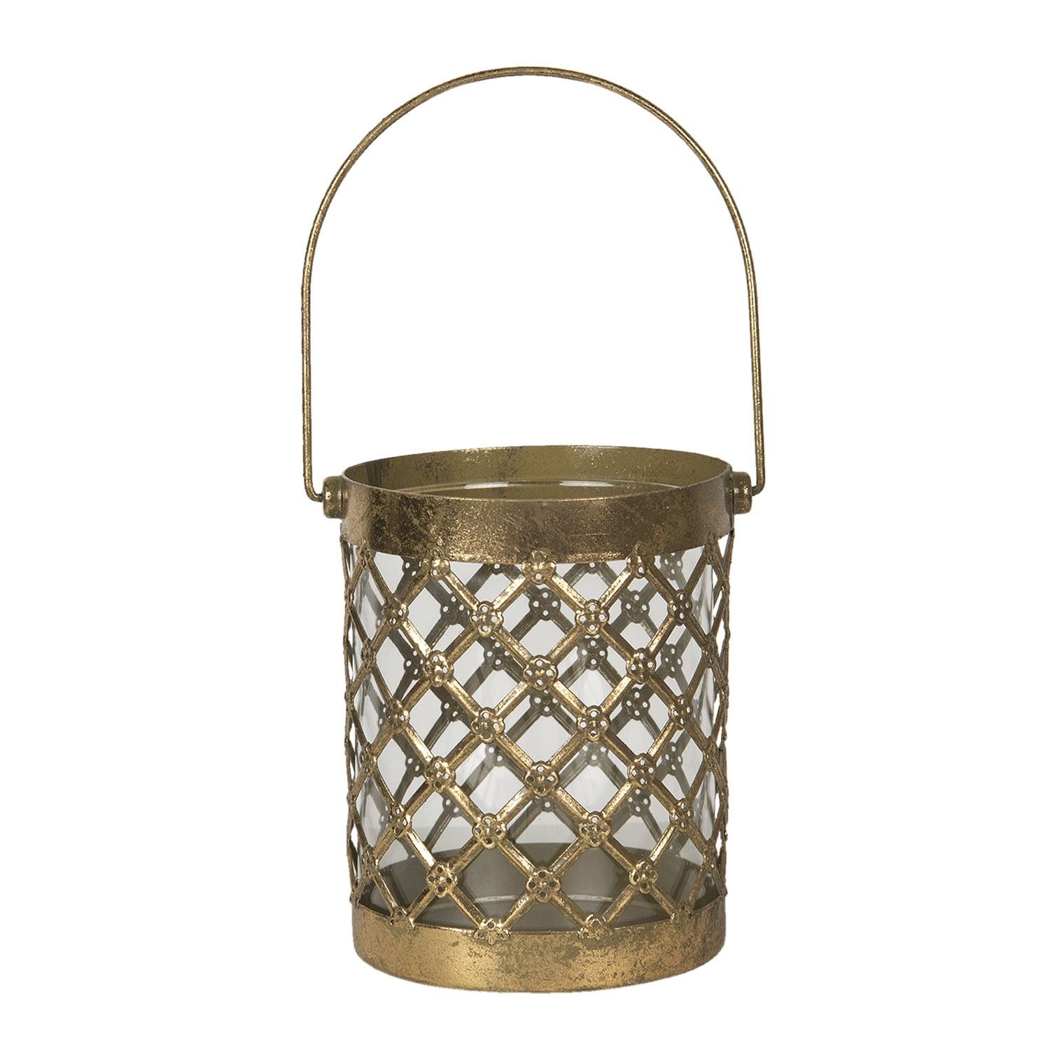 Zlatý kovový svícen Deline – Ø 11*14 cm Clayre & Eef - LaHome - vintage dekorace
