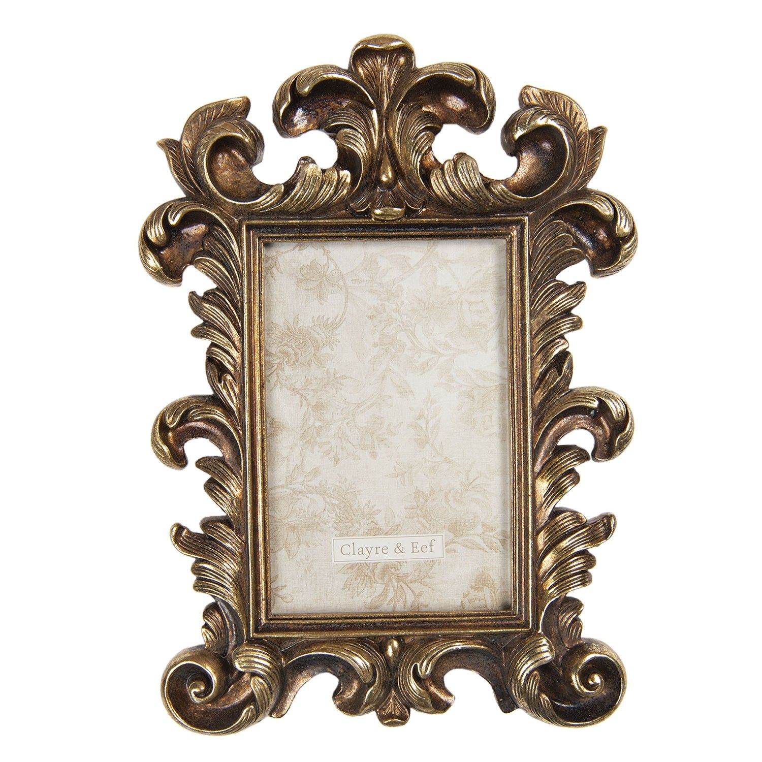Antik zlatý fotorámeček s ornamenty - 18*2*27 cm / 10*15 cm Clayre & Eef - LaHome - vintage dekorace