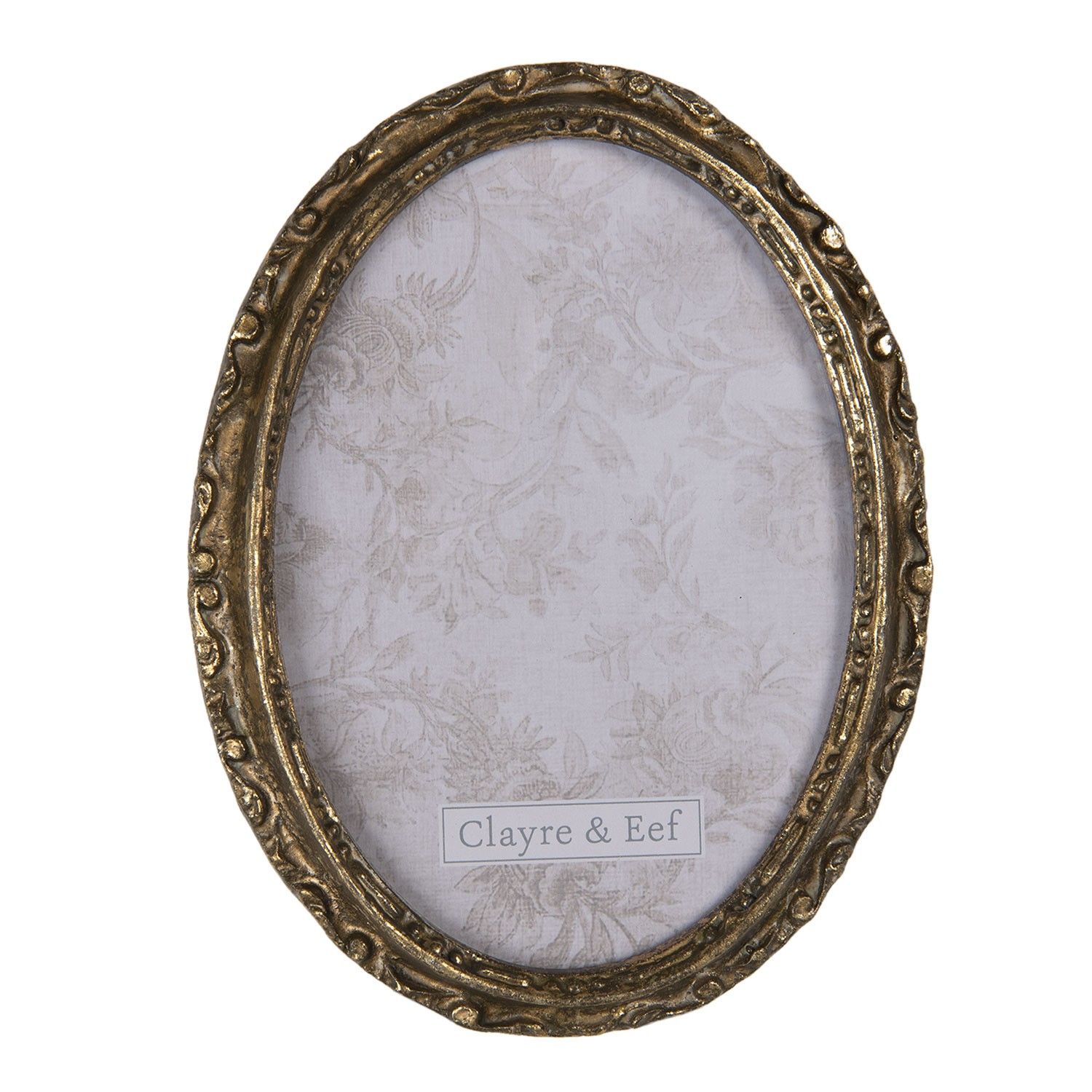Oválný zlatý fotorámeček s patinou - 15*2*20 cm / 13*18 cm Clayre & Eef - LaHome - vintage dekorace