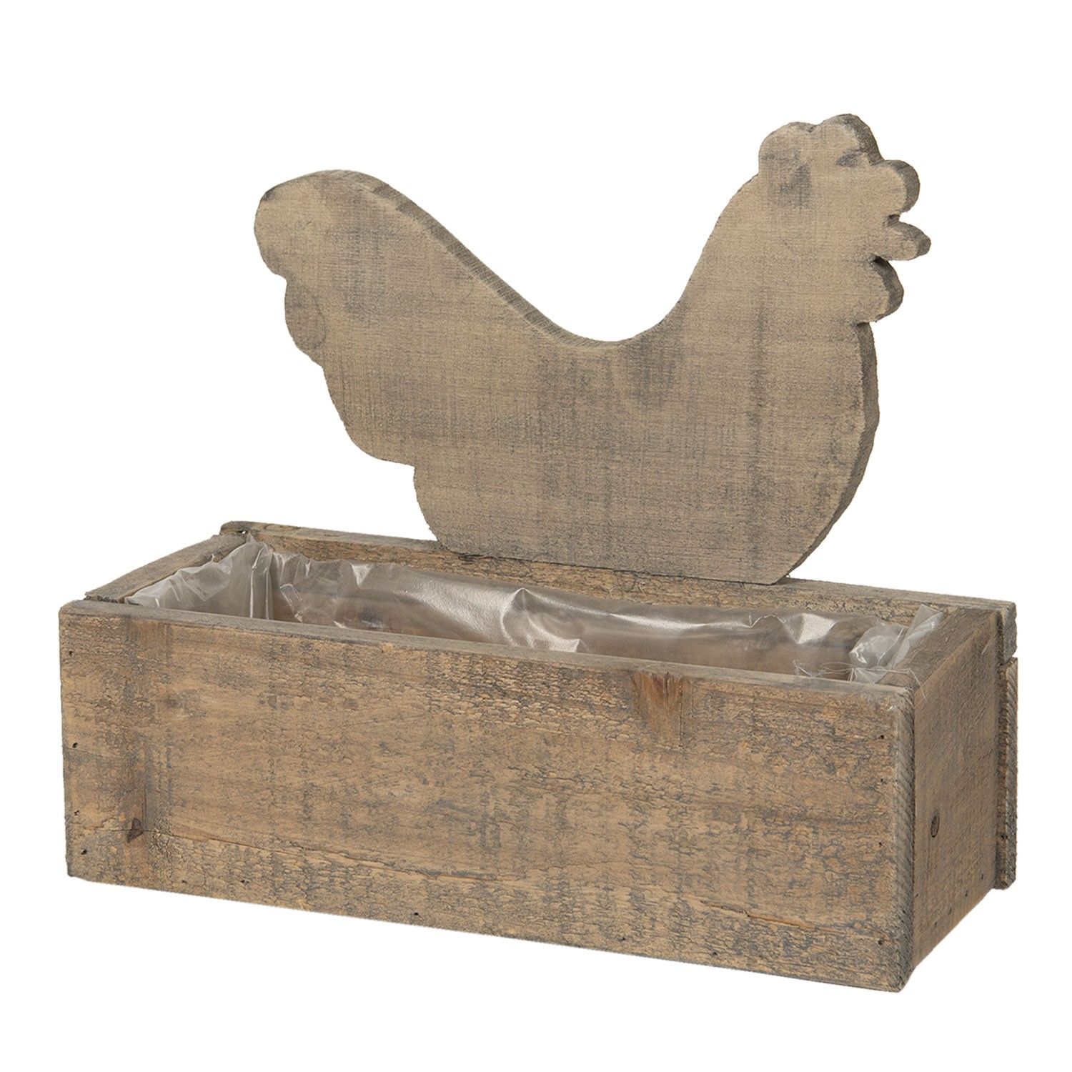 Dřevěný truhlík se slepičkou a patinou Eves - 30*13*24 cm Clayre & Eef - LaHome - vintage dekorace