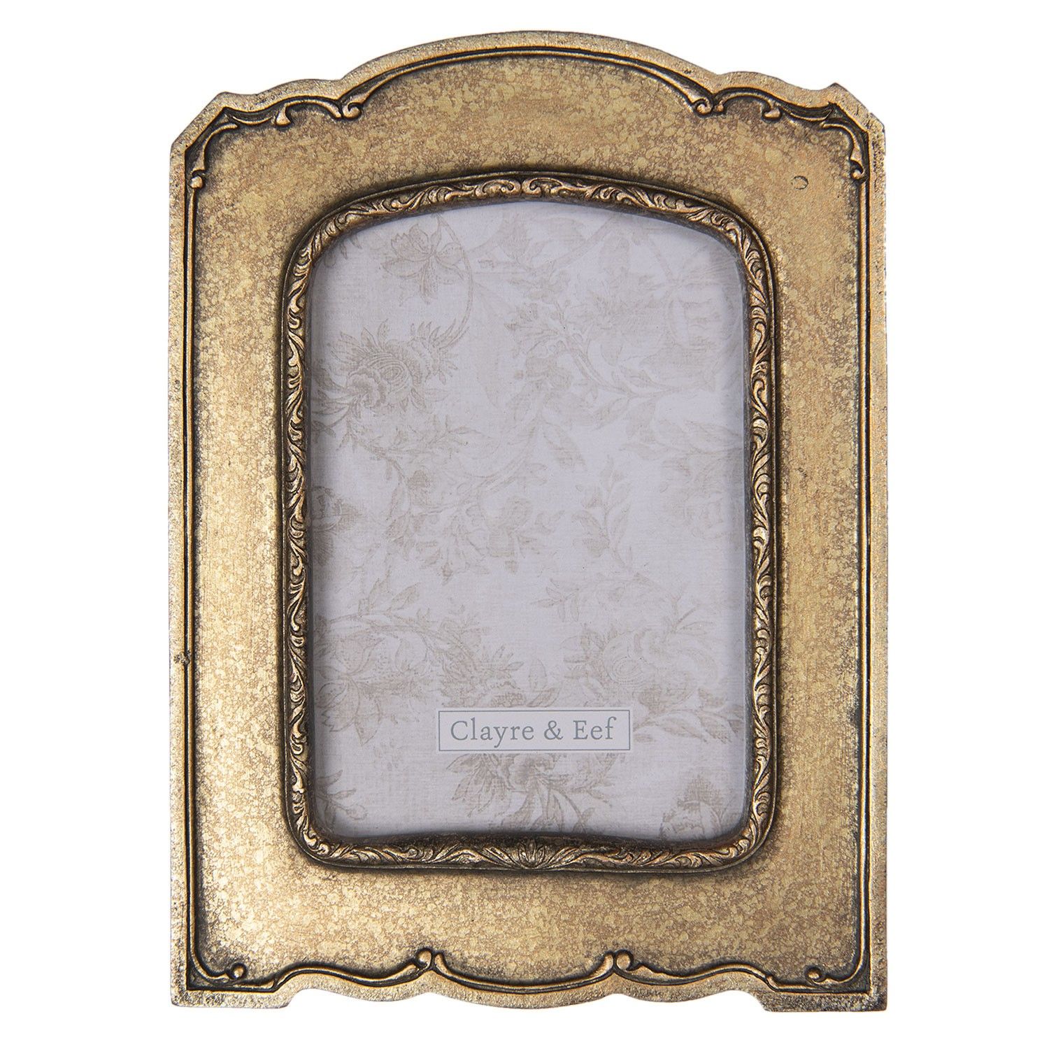 Zlatý rámeček na fotografie s patinou Claudette - 15*2*21 cm / 10*15 cm Clayre & Eef - LaHome - vintage dekorace