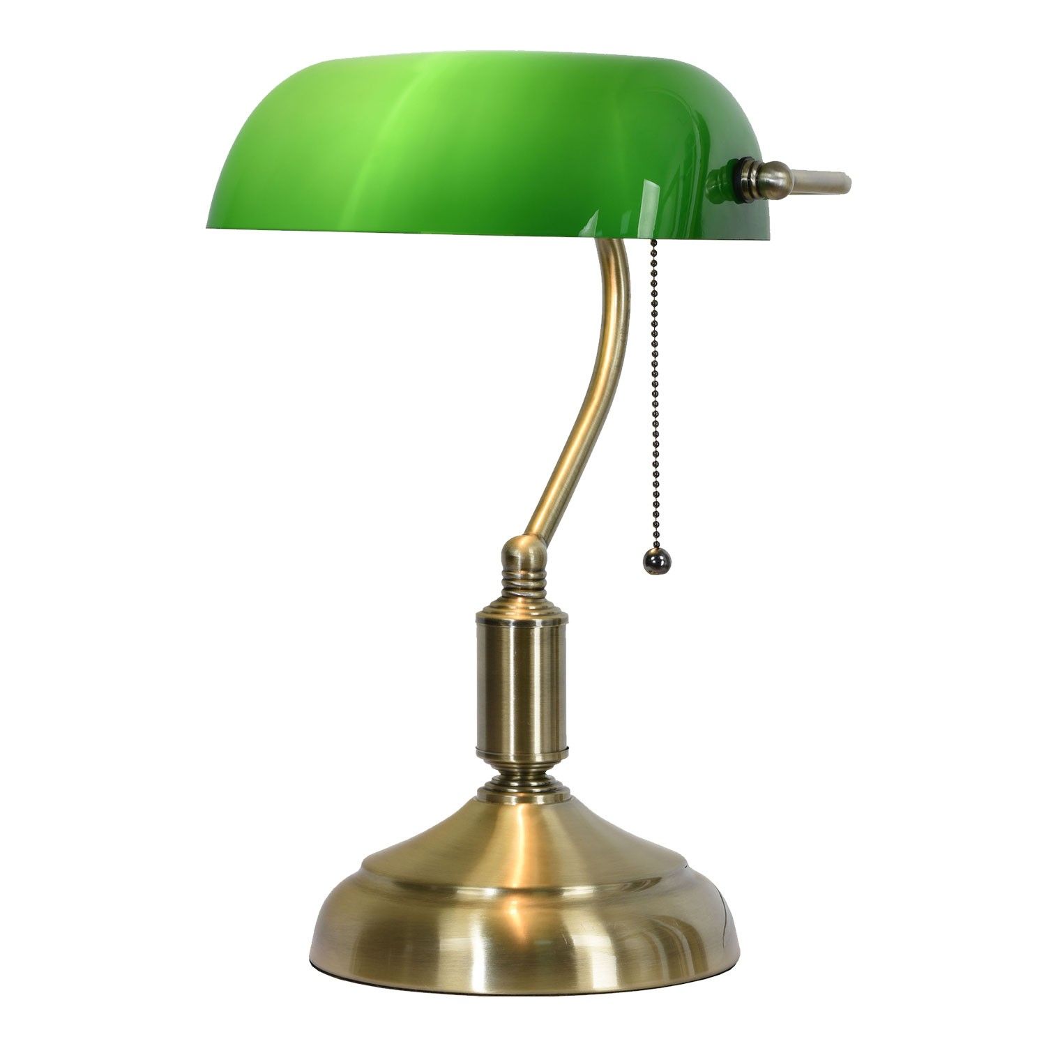 Stolní lampa se zeleným skleněným stínidlem GreenBank - 27*17*41 cm E27/max 1*60W Clayre & Eef - LaHome - vintage dekorace