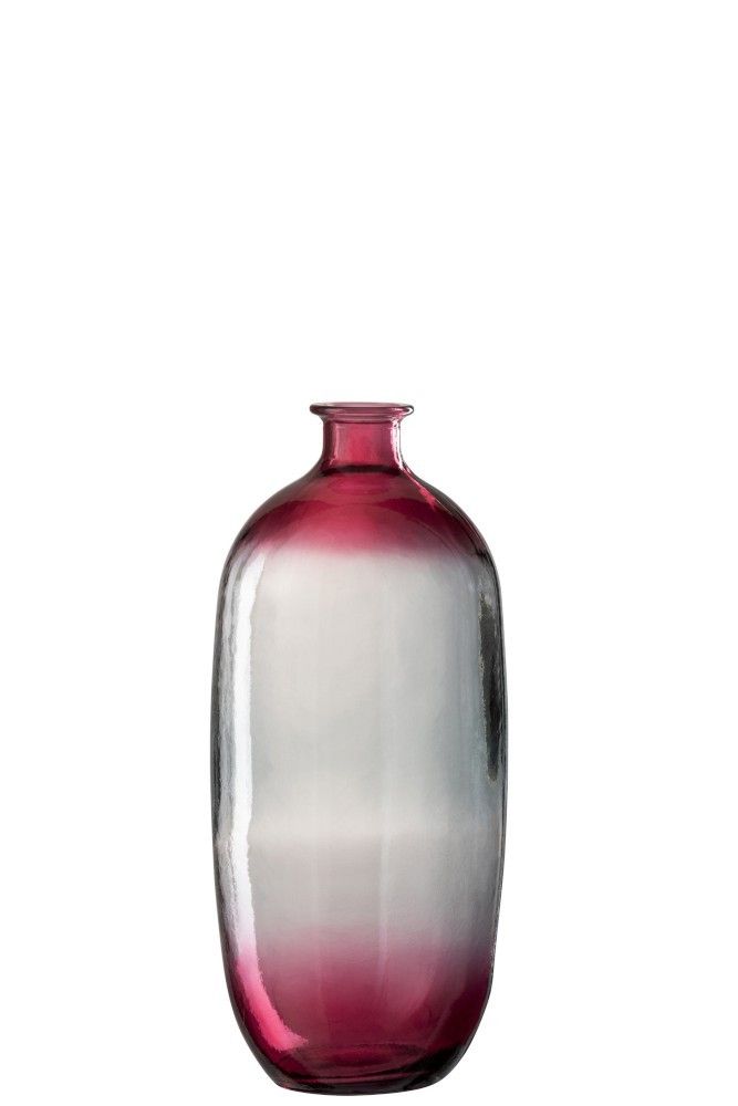 Růžová skleněná transparentní váza Ella- Ø  19*45 cm J-Line by Jolipa - LaHome - vintage dekorace