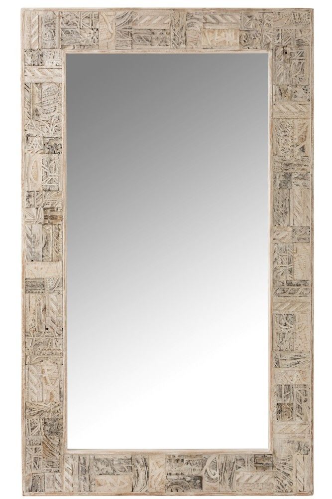 Bílé nástěnné zrcadlo z recyklovaného dřeva Adelais - 90*5*150 cm J-Line by Jolipa - LaHome - vintage dekorace