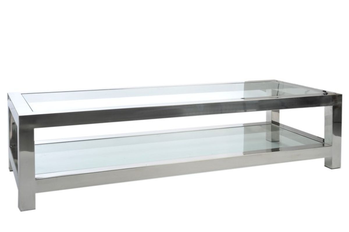 Stříbrný kovový konferenční stolek se skleněnou deskou Luxx - 160*60*40cm J-Line by Jolipa - LaHome - vintage dekorace