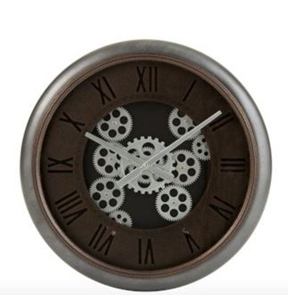 Nástěnné hodiny se stříbrným rámem a ozubenými kolečky Jessamond  - Ø 52*7,5 cm J-Line by Jolipa - LaHome - vintage dekorace