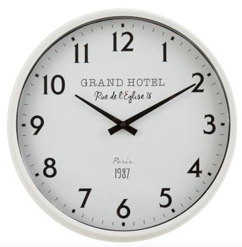 Bílé nástěnné hodiny Grand Hotel Paris - Ø 40*10 cm J-Line by Jolipa - LaHome - vintage dekorace