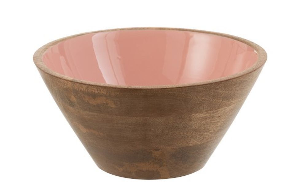 Dřevěná miska s růžovým vnitřkem Enamell medium - ∅ 24*11,5cm J-Line by Jolipa - LaHome - vintage dekorace