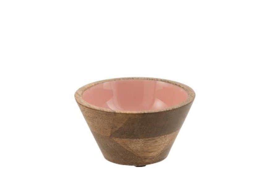 Dřevěná miska s růžovým vnitřkem Enamell small - ∅ 10*5,5cm J-Line by Jolipa - LaHome - vintage dekorace