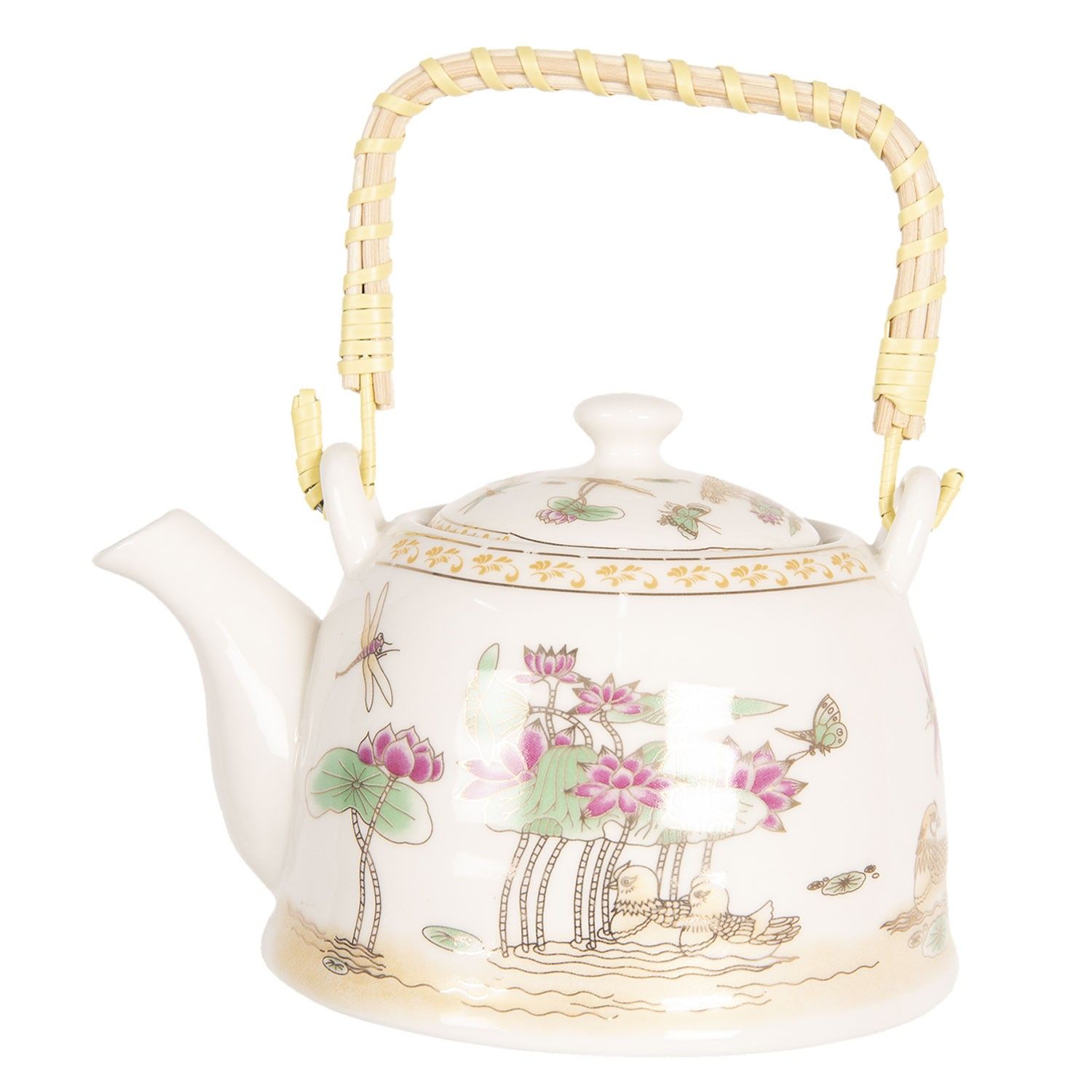 Konvice na čaj s motivem leknínů - 18*14*12 cm / 0,8L Clayre & Eef - LaHome - vintage dekorace