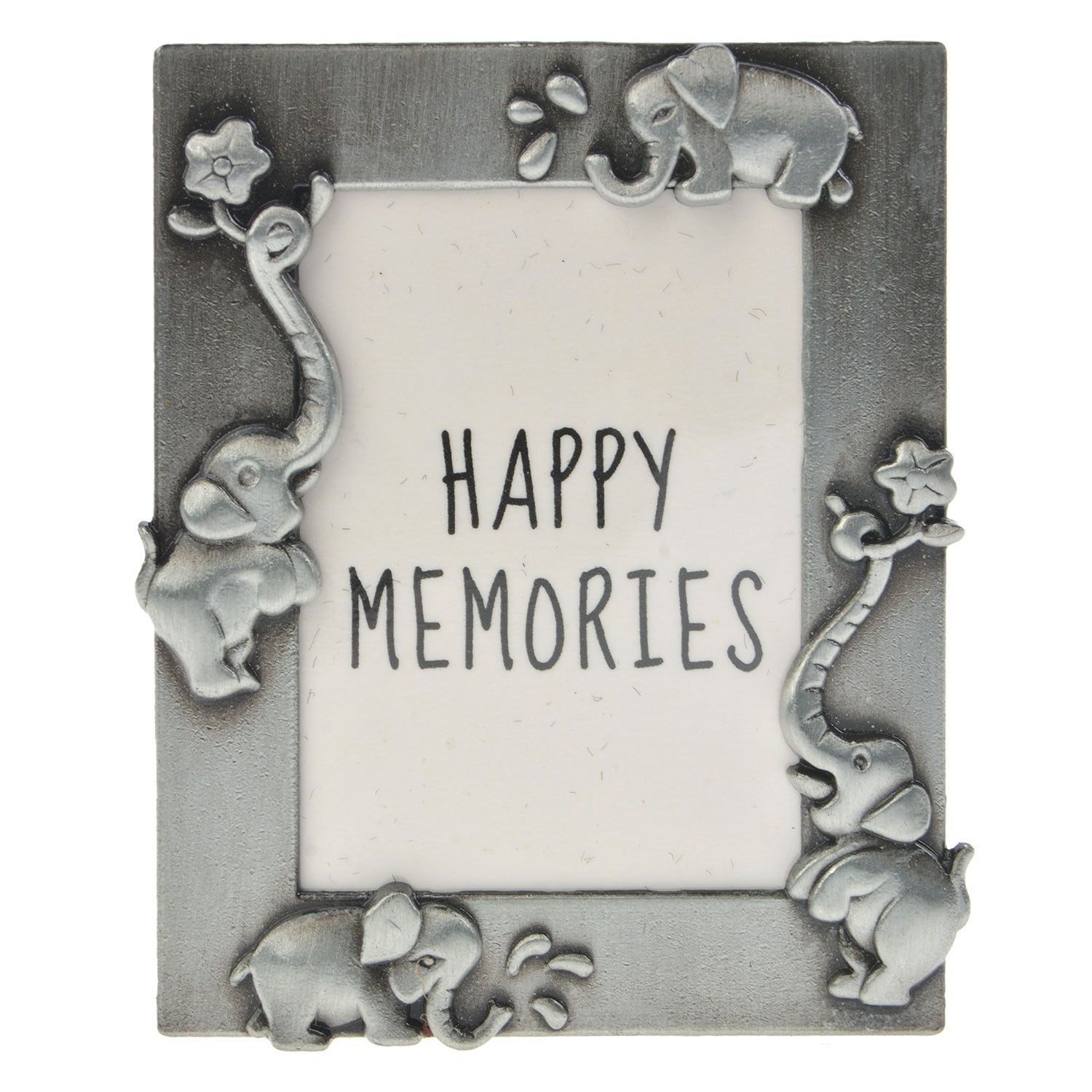 Kovový fotorámeček se slony - stříbrný antik - 4*5 cm Clayre & Eef - LaHome - vintage dekorace