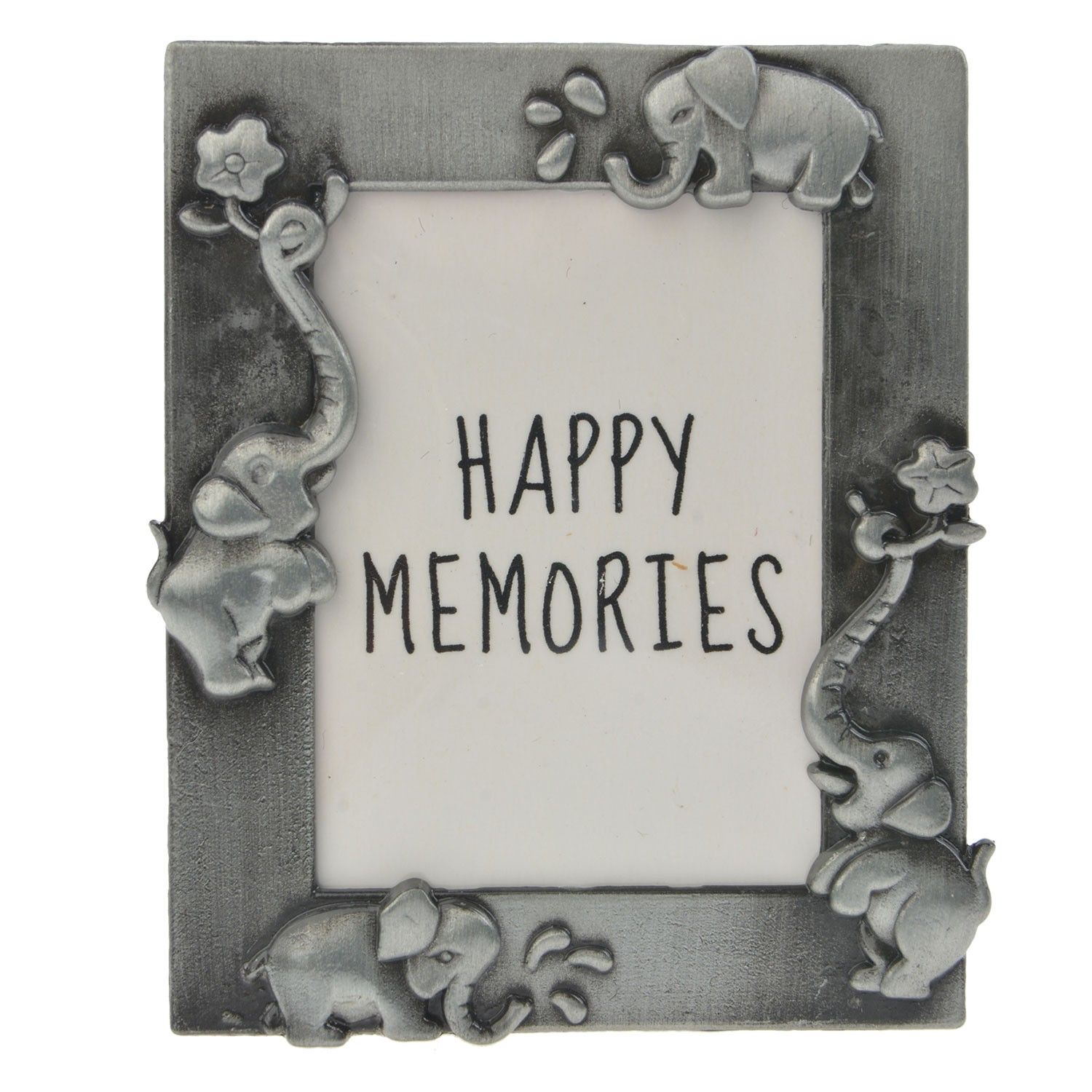 Stříbrný fotorámeček se slony - 4*5 cm Clayre & Eef - LaHome - vintage dekorace