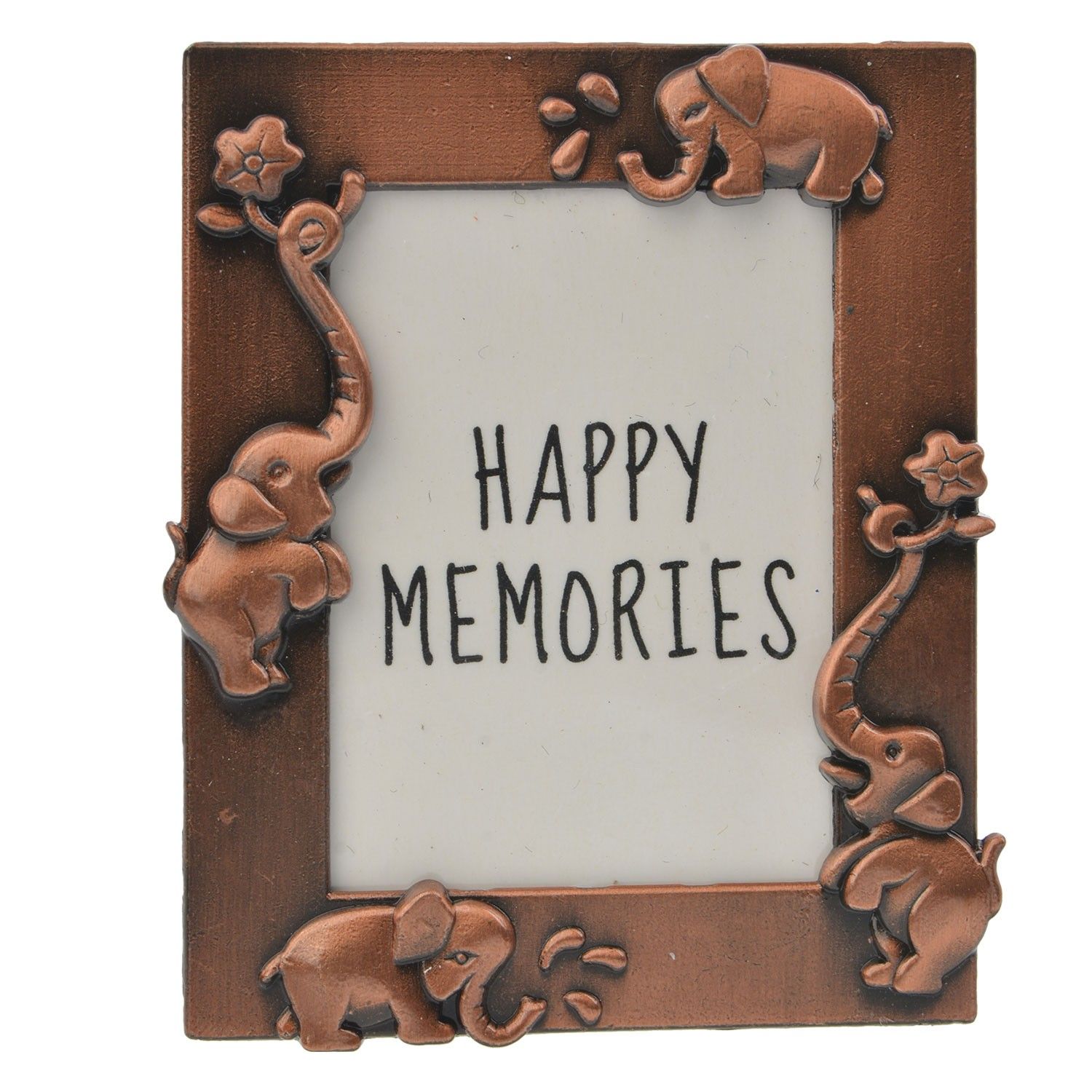 Měděný fotorámeček se slony - 4*5 cm Clayre & Eef - LaHome - vintage dekorace