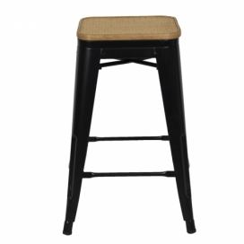 Černá barová stolička Sergio s ratanovou výpletí - 31*31*62 cm Clayre & Eef