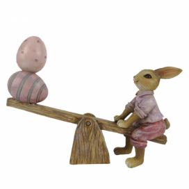 Velikonoční dekorace králíčka s vajíčky na houpačce - 16*3*12 cm Clayre & Eef