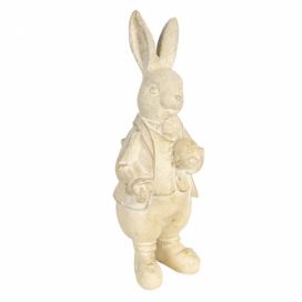 Velikonoční krémová-žlutá dekorace králíka Métallique - 12*11*22 cm Clayre & Eef