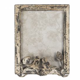 Kovový  vintage fotorámeček s patinou s dekorací ptáčků - 16*7*22 cm/15*20 cm Clayre & Eef LaHome - vintage dekorace