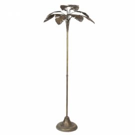 Bronzová antik kovová stojací lampa s dekorem listů - 64*64*165 cm/ 3*40W Clayre & Eef