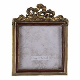 Zlatý zdobený fotorámeček ve vintage stylu - 9*1*11 cm / 7*7 cm Clayre & Eef