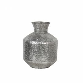 Stříbrná kovová váza s reliéfem Marquite – Ø 26*34 cm Clayre & Eef