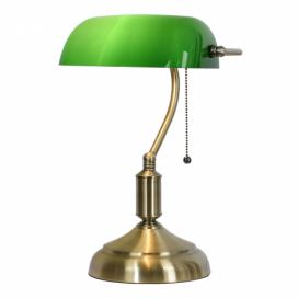 Stolní lampa se zeleným skleněným stínidlem GreenBank - 27*17*41 cm E27/max 1*60W Clayre & Eef