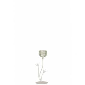 Kovový svícen na čajovou svíčku se zelenou skleněnou miskou     - 11,5*11,5*29,5 cm J-Line by Jolipa