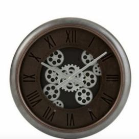 Nástěnné hodiny se stříbrným rámem a ozubenými kolečky Jessamond  - Ø 52*7,5 cm J-Line by Jolipa