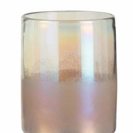 Růžová skleněná perleťová váza Pearl pink - Ø 17*21cm J-Line by Jolipa