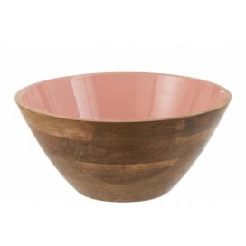 Dřevěná miska s růžovým vnitřkem Enamell large - ∅ 30*12,5cm