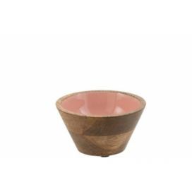 Dřevěná miska s růžovým vnitřkem Enamell small - ∅ 10*5,5cm
