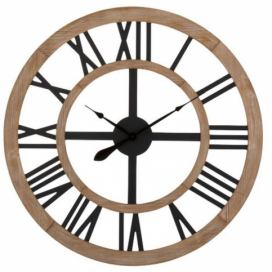 Dřevěné nástěnné hodiny s kovovými číslicemi - ∅90*4cm J-Line by Jolipa