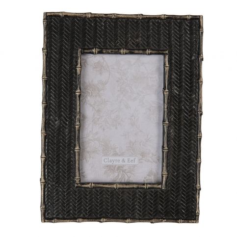Černý fotorámeček s reliéfem - 18*1*23 cm / 10*15 cm Clayre & Eef LaHome - vintage dekorace