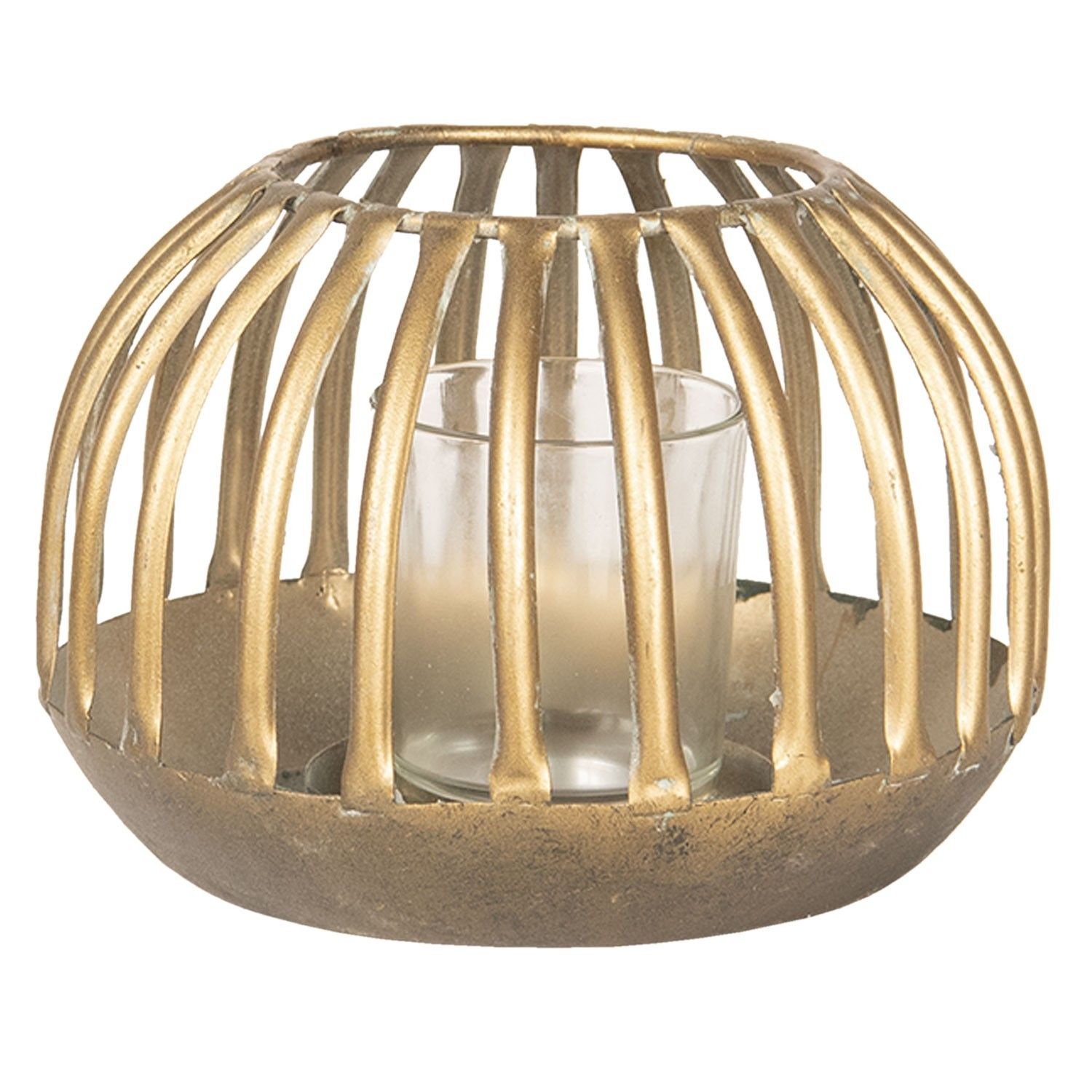 Zlatá kovová lucerna Lucette – Ø 15*10 cm Clayre & Eef - LaHome - vintage dekorace