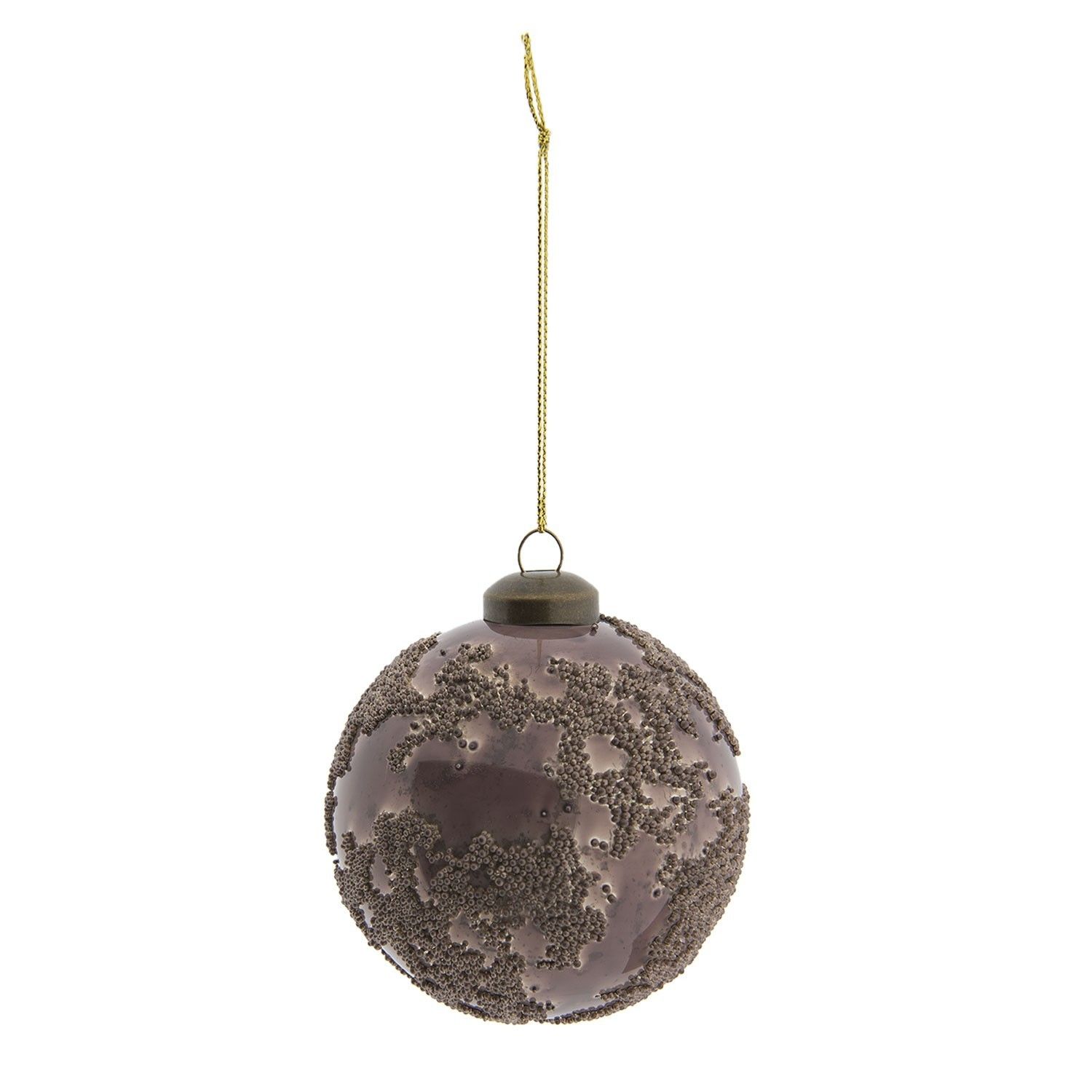 Lila vánoční koule s korálky 4ks - Ø 8 cm  Clayre & Eef - LaHome - vintage dekorace