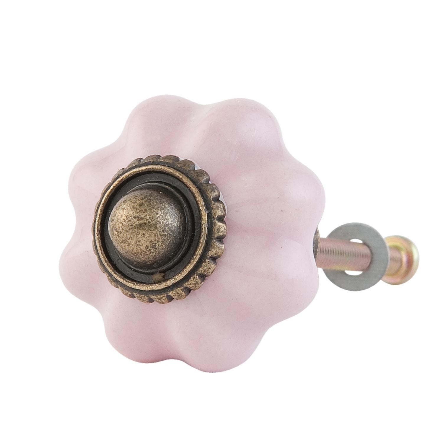 Keramická úchytka Candela světle růžová - Ø 3 cm Clayre & Eef - LaHome - vintage dekorace