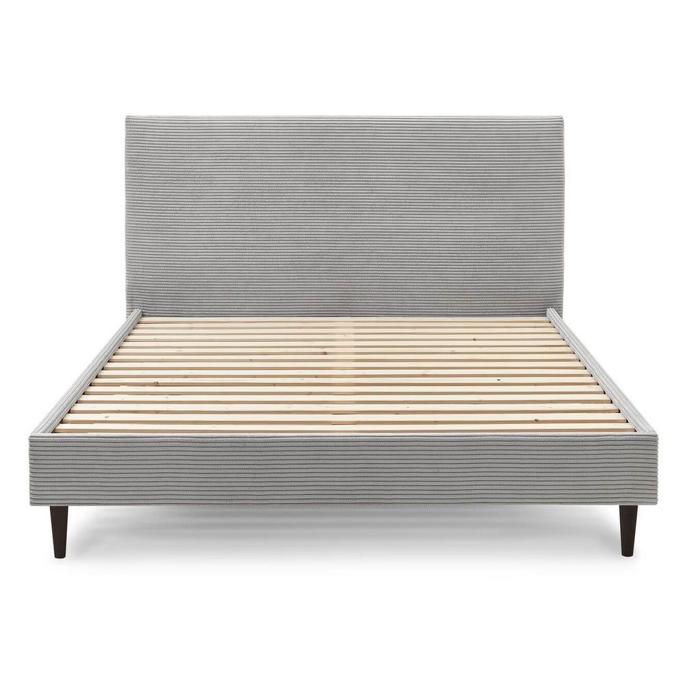 Světle šedá čalouněná dvoulůžková postel s roštem 180x200 cm Anja – Bobochic Paris - Bonami.cz