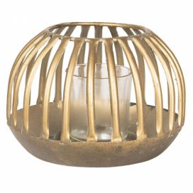 Zlatá kovová lucerna Lucette – Ø 15*10 cm Clayre & Eef LaHome - vintage dekorace