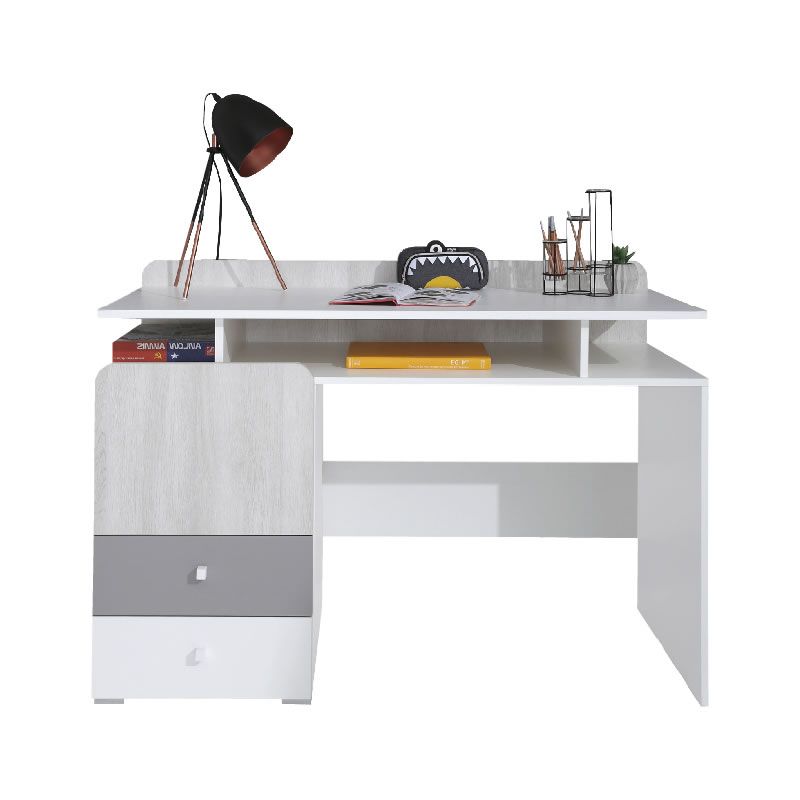 Dětský psací stůl Como, bílý lesk/dub Wilton bílý/šedá - DAKA nábytek