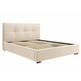 Béžová sametová postel MICADONI SAGE 160 x 200 cm