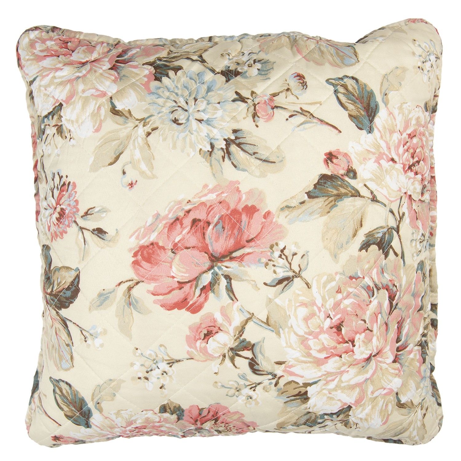 Béžový povlak na polštář s květinovým motivem Bourgeon - 50*50 cm Clayre & Eef - LaHome - vintage dekorace