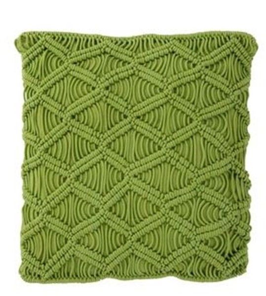 Pistáciově zelený polštář s výplní Macrame - Ø 45*10 cm J-Line by Jolipa - LaHome - vintage dekorace