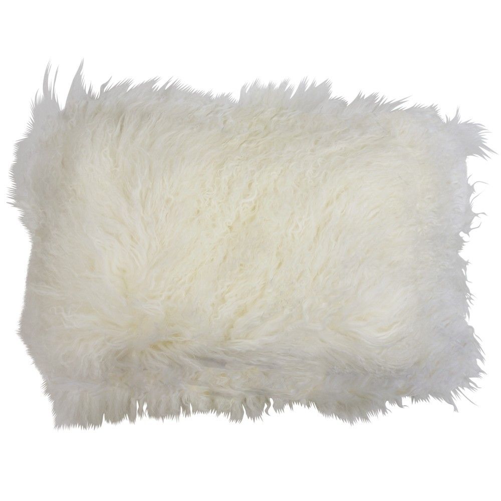 Polštář bílá ovčí kůže kudrnatý dlouhý chlup Curly white - 35*50*10cm Mars & More - LaHome - vintage dekorace