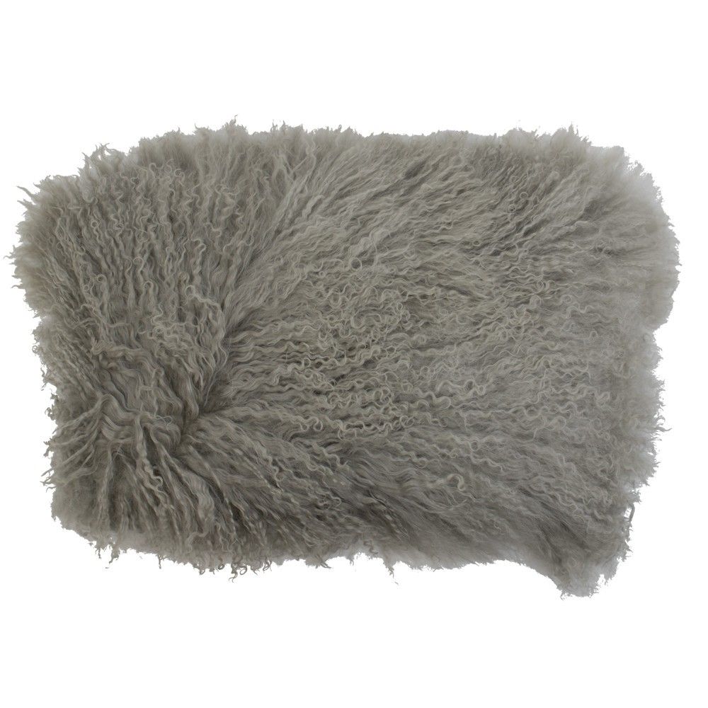 Polštář šedá ovčí kůže kudrnatý dlouhý chlup Curly grey - 35*50*10cm Mars & More - LaHome - vintage dekorace